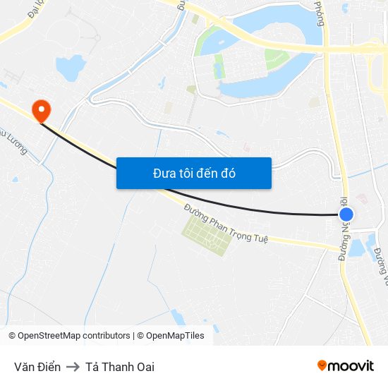 Văn Điển to Tả Thanh Oai map