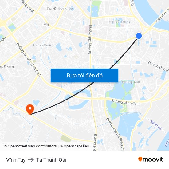 Vĩnh Tuy to Tả Thanh Oai map