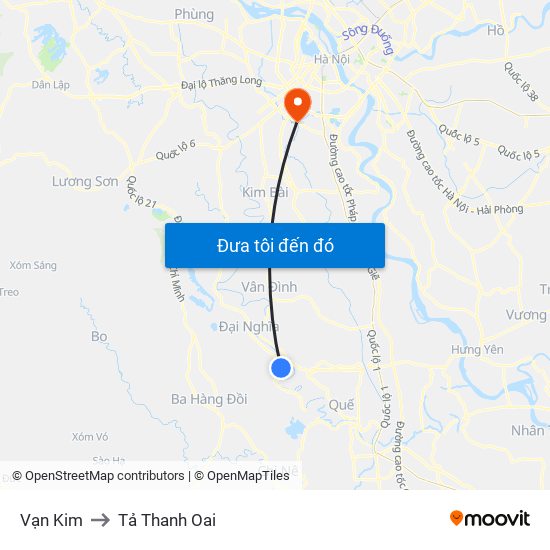 Vạn Kim to Tả Thanh Oai map