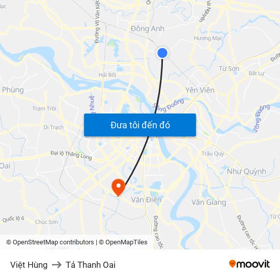 Việt Hùng to Tả Thanh Oai map