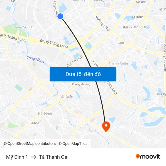 Mỹ Đình 1 to Tả Thanh Oai map
