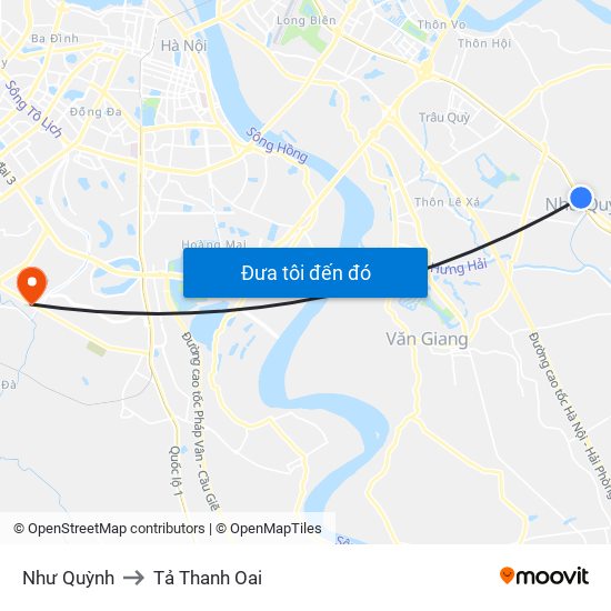 Như Quỳnh to Tả Thanh Oai map