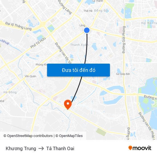 Khương Trung to Tả Thanh Oai map