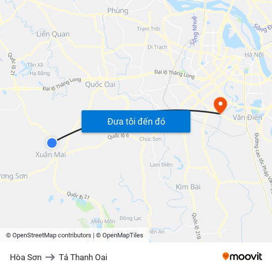 Hòa Sơn to Tả Thanh Oai map