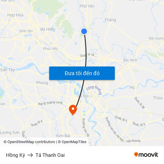 Hồng Kỳ to Tả Thanh Oai map