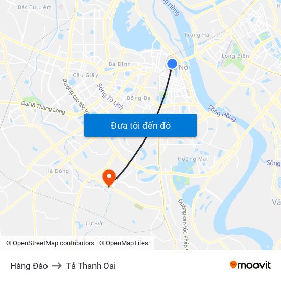Hàng Đào to Tả Thanh Oai map