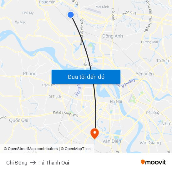 Chi Đông to Tả Thanh Oai map