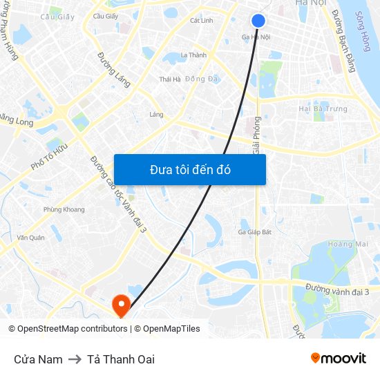 Cửa Nam to Tả Thanh Oai map