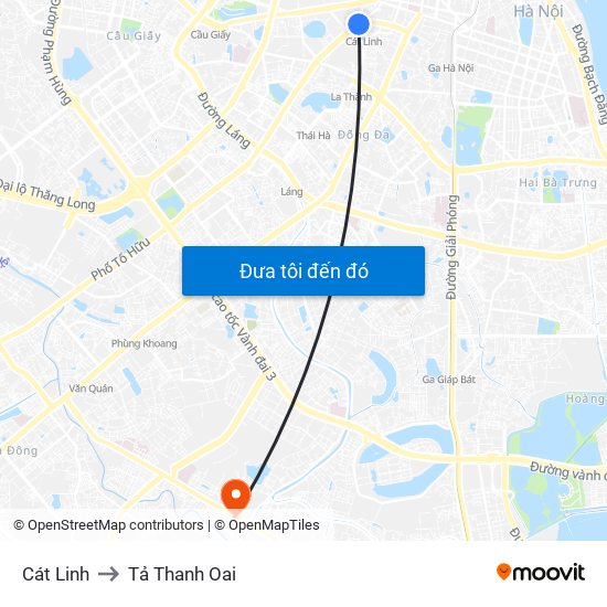 Cát Linh to Tả Thanh Oai map