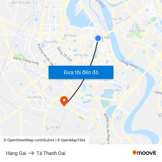 Hàng Gai to Tả Thanh Oai map