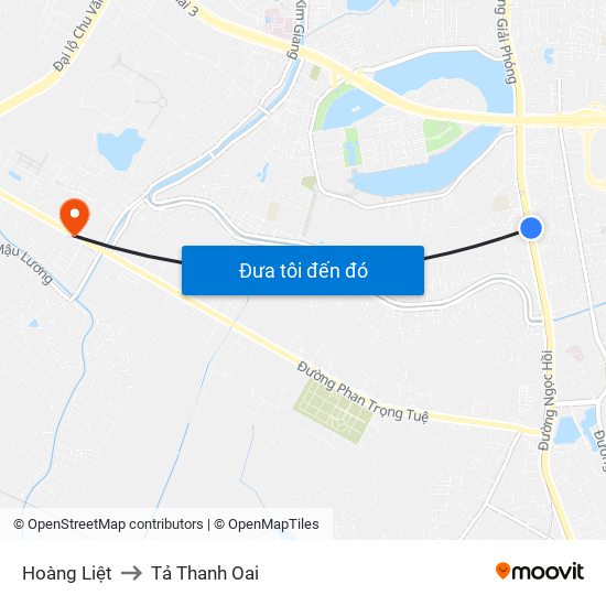 Hoàng Liệt to Tả Thanh Oai map