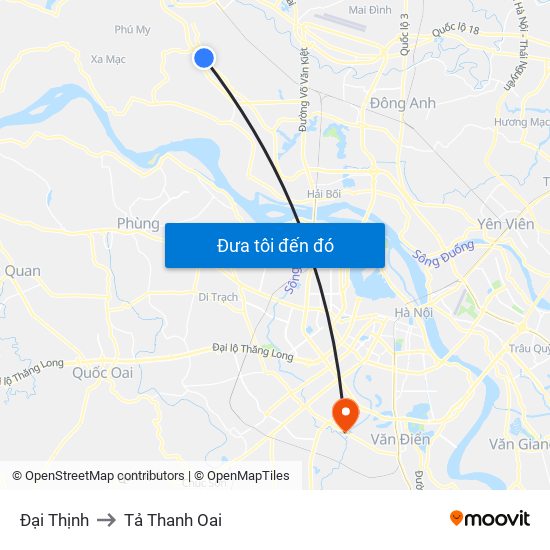 Đại Thịnh to Tả Thanh Oai map
