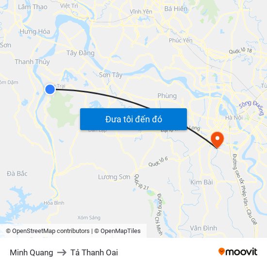 Minh Quang to Tả Thanh Oai map