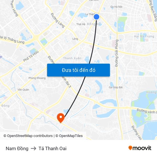 Nam Đồng to Tả Thanh Oai map