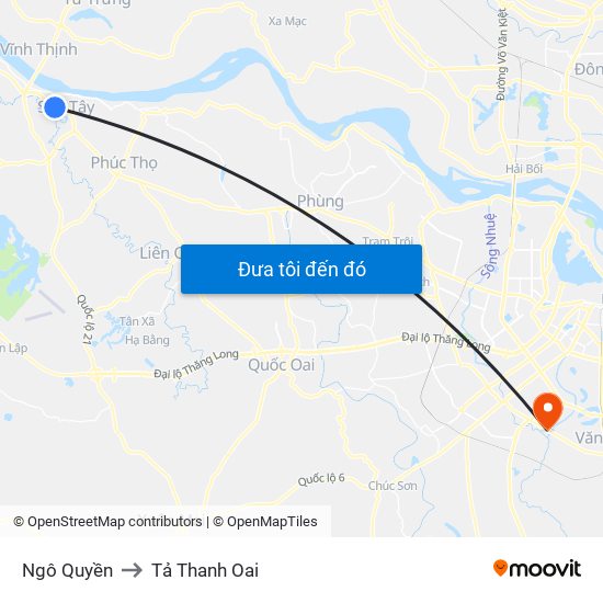Ngô Quyền to Tả Thanh Oai map
