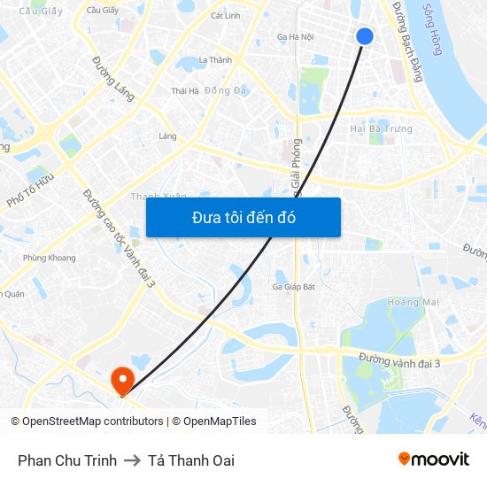 Phan Chu Trinh to Tả Thanh Oai map