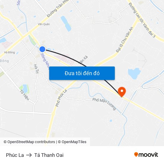 Phúc La to Tả Thanh Oai map