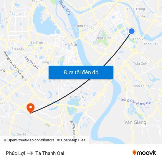 Phúc Lợi to Tả Thanh Oai map