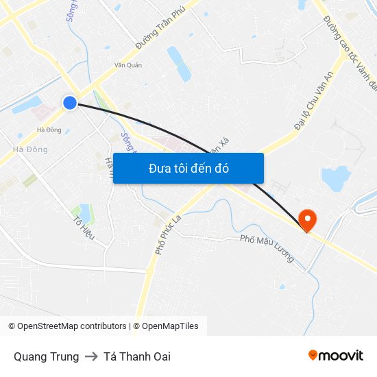 Quang Trung to Tả Thanh Oai map