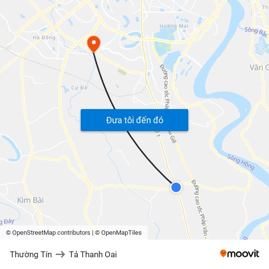 Thường Tín to Tả Thanh Oai map