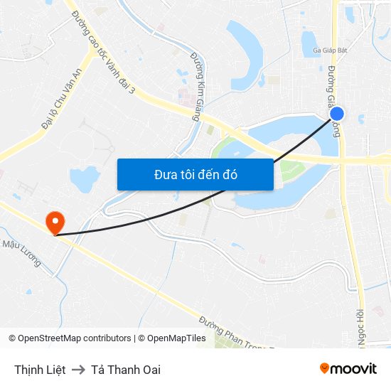 Thịnh Liệt to Tả Thanh Oai map