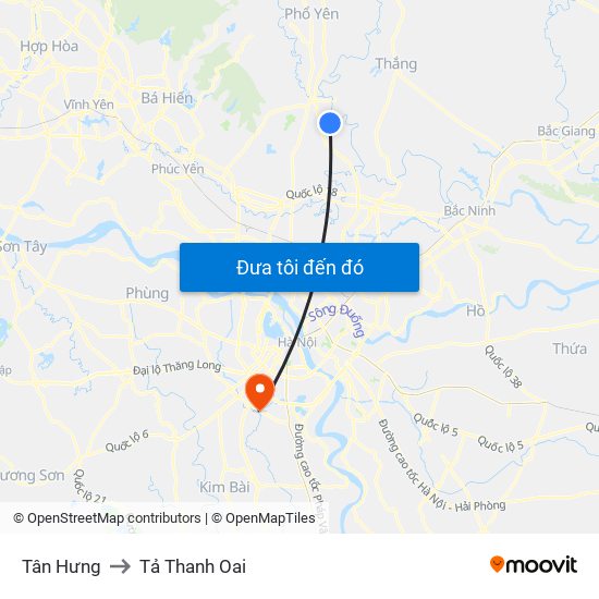 Tân Hưng to Tả Thanh Oai map