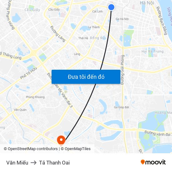 Văn Miếu to Tả Thanh Oai map