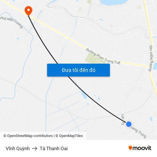 Vĩnh Quỳnh to Tả Thanh Oai map