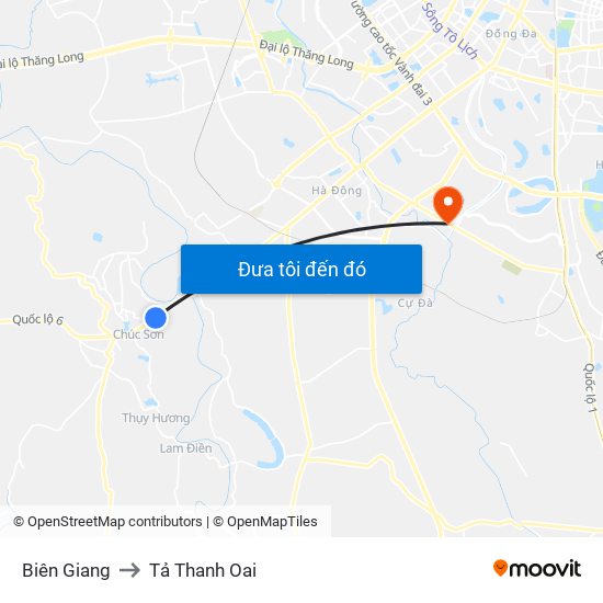 Biên Giang to Tả Thanh Oai map