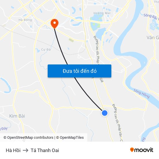 Hà Hồi to Tả Thanh Oai map