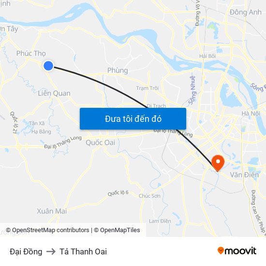 Đại Đồng to Tả Thanh Oai map