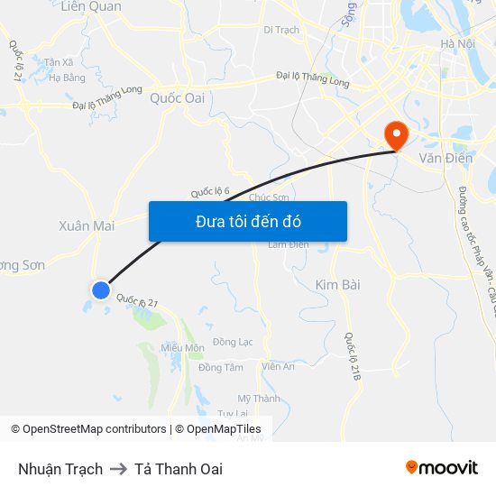 Nhuận Trạch to Tả Thanh Oai map