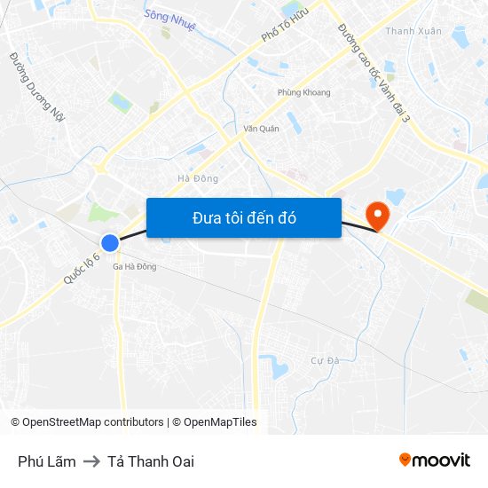 Phú Lãm to Tả Thanh Oai map