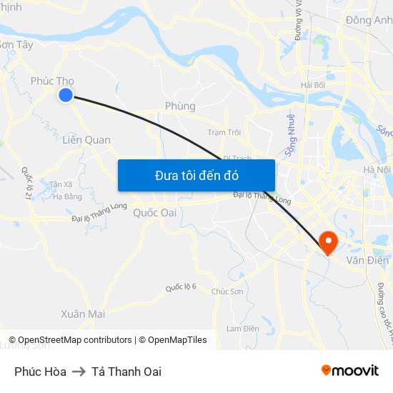 Phúc Hòa to Tả Thanh Oai map