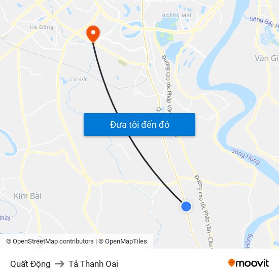 Quất Động to Tả Thanh Oai map