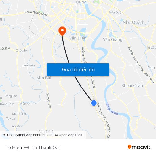 Tô Hiệu to Tả Thanh Oai map