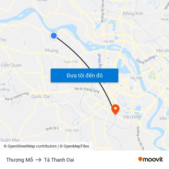Thượng Mỗ to Tả Thanh Oai map