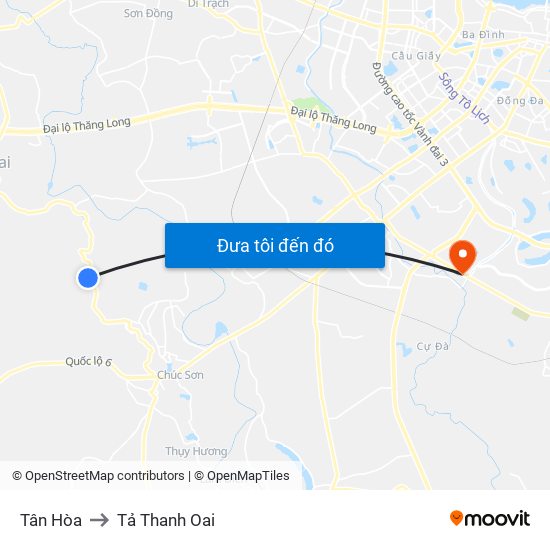 Tân Hòa to Tả Thanh Oai map