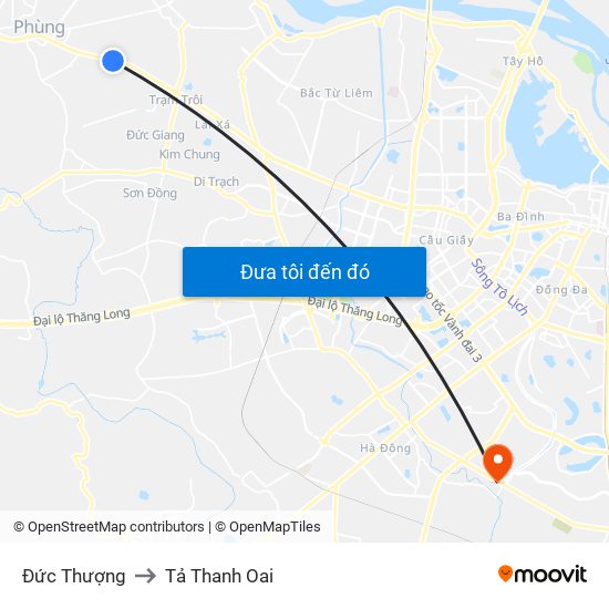 Đức Thượng to Tả Thanh Oai map