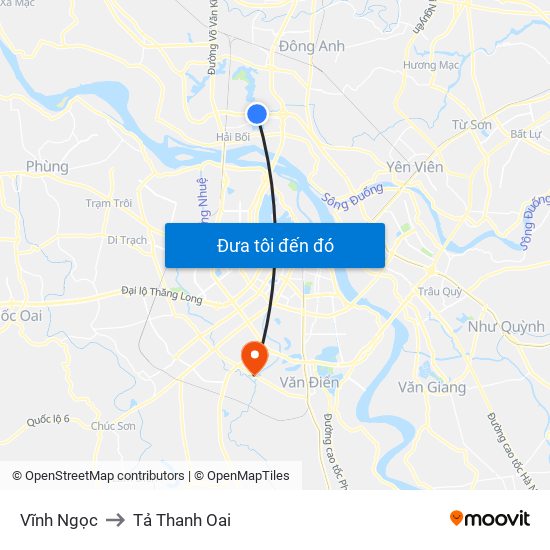 Vĩnh Ngọc to Tả Thanh Oai map