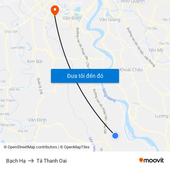 Bạch Hạ to Tả Thanh Oai map