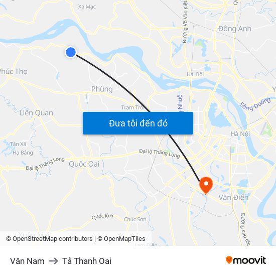 Vân Nam to Tả Thanh Oai map