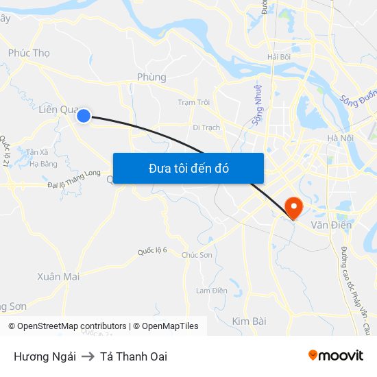 Hương Ngải to Tả Thanh Oai map
