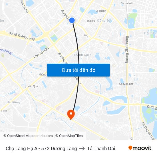 Chợ Láng Hạ A - 572 Đường Láng to Tả Thanh Oai map