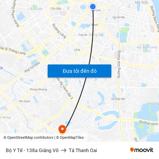 Bộ Y Tế - 138a Giảng Võ to Tả Thanh Oai map