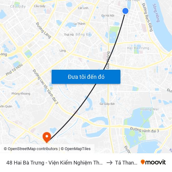 48 Hai Bà Trưng - Viện Kiểm Nghiệm Thuốc Trung Ương to Tả Thanh Oai map