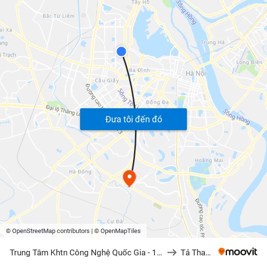 Trung Tâm Khtn Công Nghệ Quốc Gia - 18 Hoàng Quốc Việt to Tả Thanh Oai map