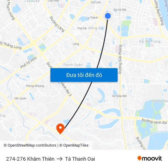 274-276 Khâm Thiên to Tả Thanh Oai map