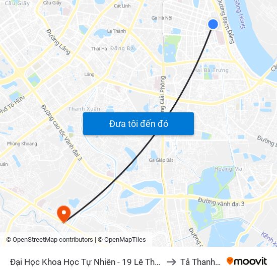 Đại Học Khoa Học Tự Nhiên - 19 Lê Thánh Tông to Tả Thanh Oai map