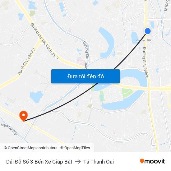 Dải Đỗ Số 3 Bến Xe Giáp Bát to Tả Thanh Oai map